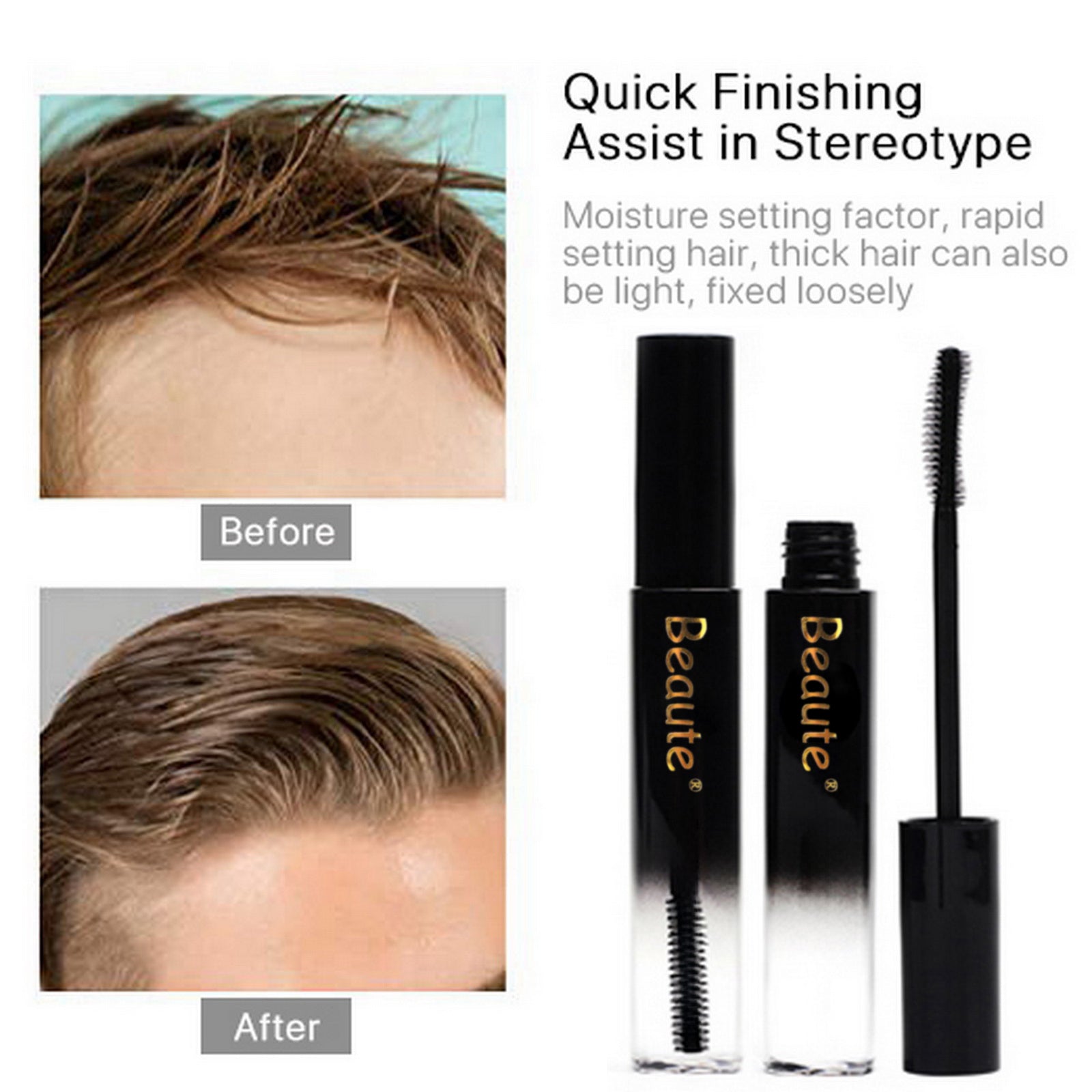 Beaute Hair Feel Finishing Stick, 2 Pack × 18 ML Small Broken Hairs Finishing Cream Hair Styling Wax Stick Hair Gel for Kids, Woman, Man, Moisturizing and Shiny on Party, Wedding, Award, Interview