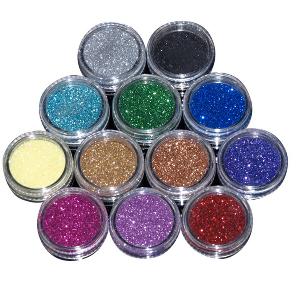 Beaute 12 Mix Color Nail Art Acrylic Glitter Powder Dust Tips Decoration Tool Set (#1)