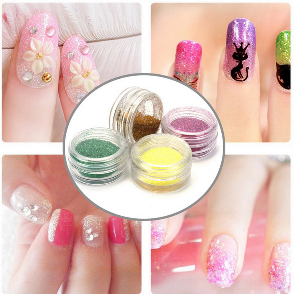 Beaute 12 Mix Color Nail Art Acrylic Glitter Powder Dust Tips Decoration Tool Set (#1)