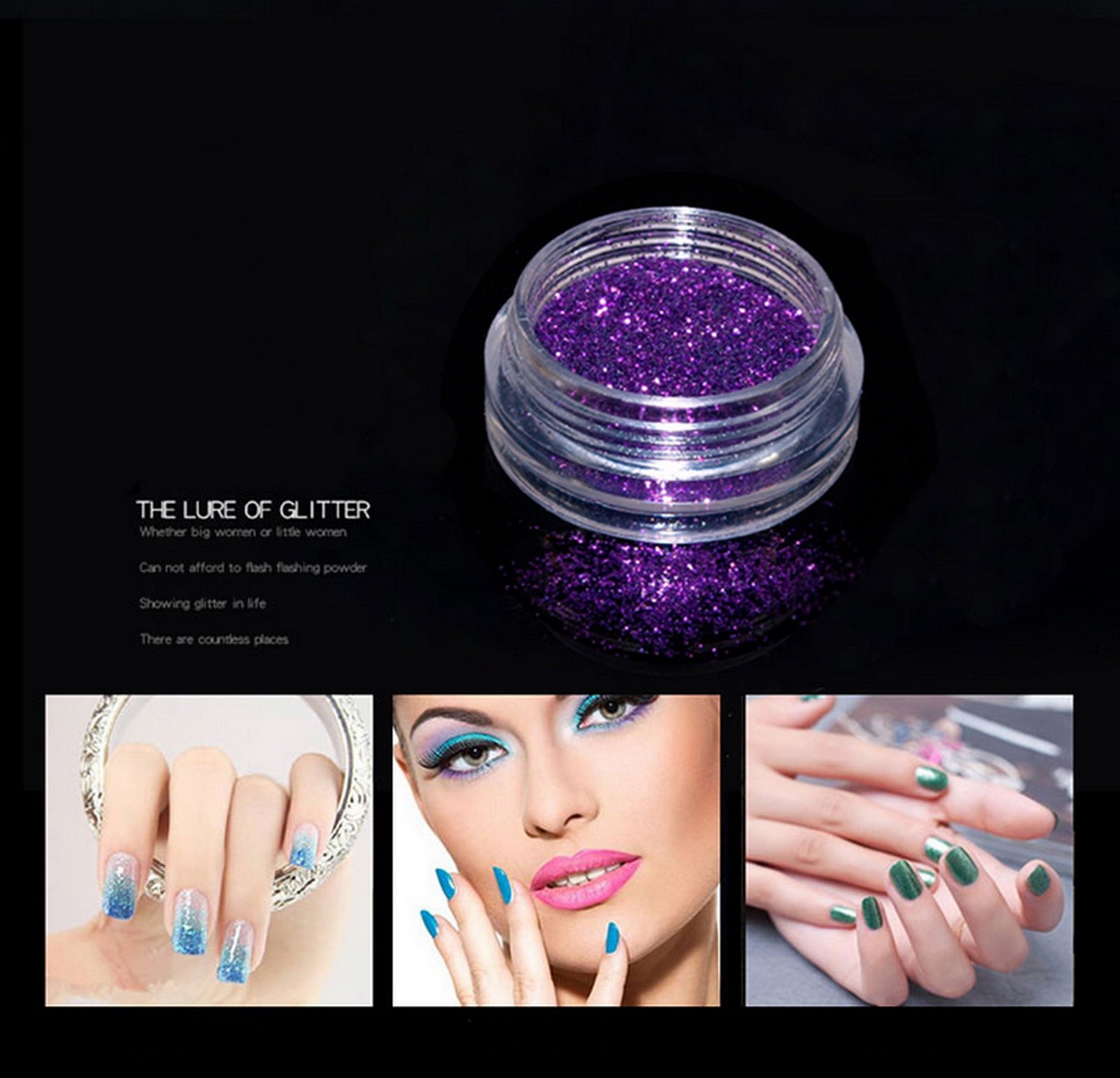 Beaute 12 Mix Color Nail Art Acrylic Glitter Powder Dust Tips Decoration Tool Set (#1)