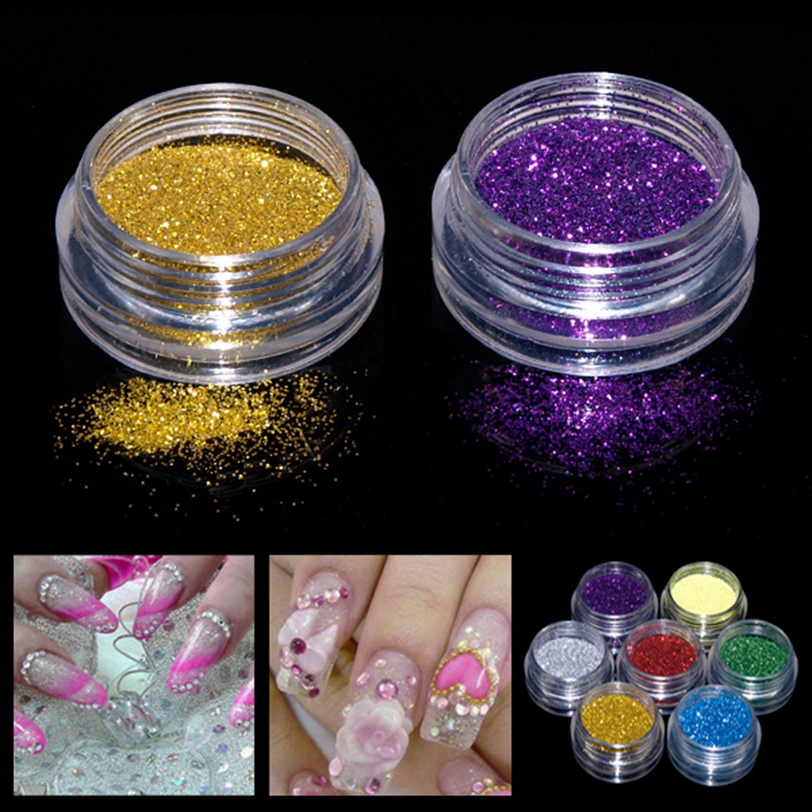 Beaute 12 Mix Color Nail Art Acrylic Glitter Powder Dust Tips Decoration Tool Set (#1)