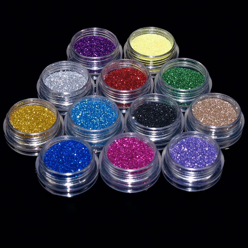Beaute 12 Mix Color Nail Art Acrylic Glitter Powder Dust Tips Decoration Tool Set (#1)