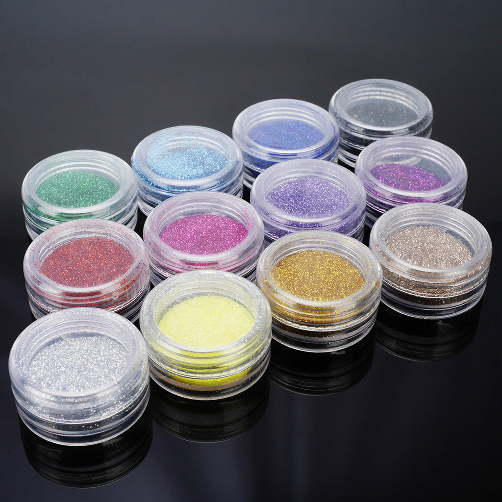 Beaute 12 Mix Color Nail Art Acrylic Glitter Powder Dust Tips Decoration Tool Set (#1)