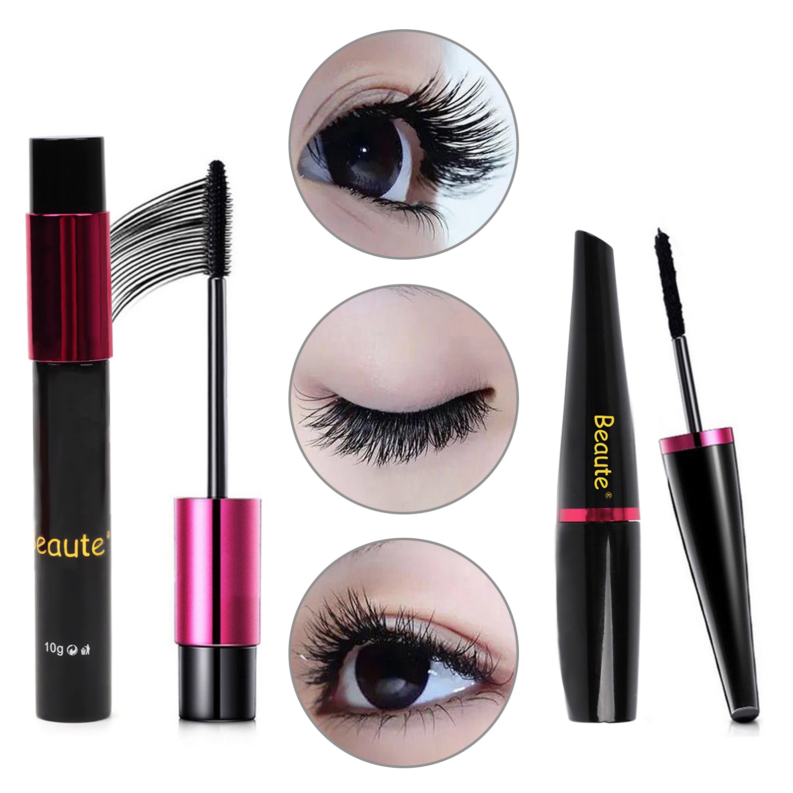Beaute 4D Silk Fiber Eyelash Mascara Extension Makeup Black Waterproof Eye Lashes