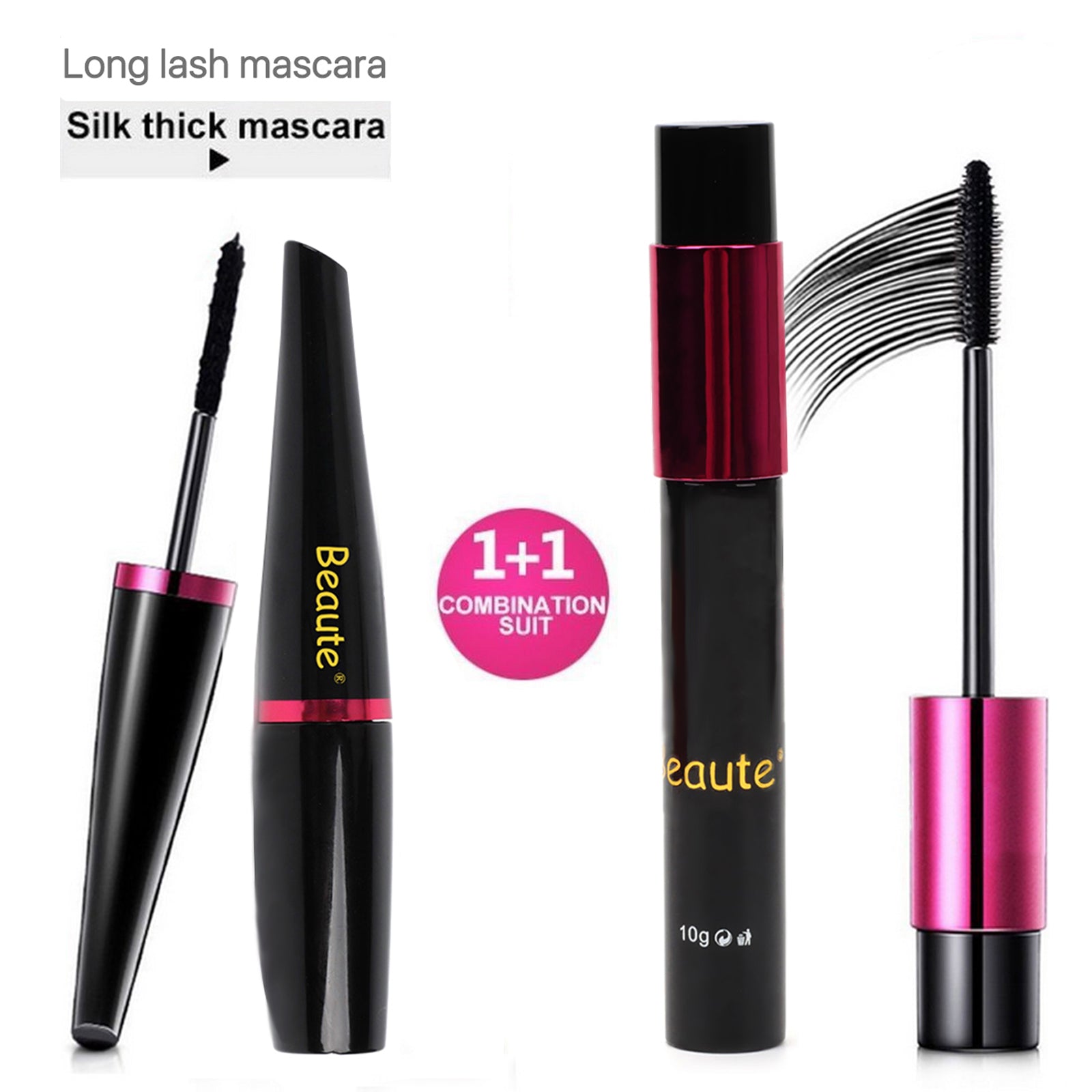 Beaute 4D Silk Fiber Eyelash Mascara Extension Makeup Black Waterproof Eye Lashes