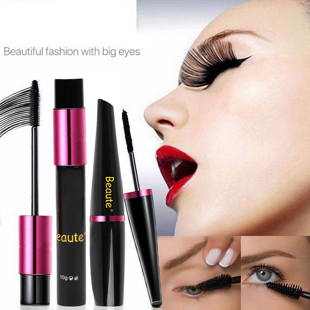 Beaute 4D Silk Fiber Eyelash Mascara Extension Makeup Black Waterproof Eye Lashes
