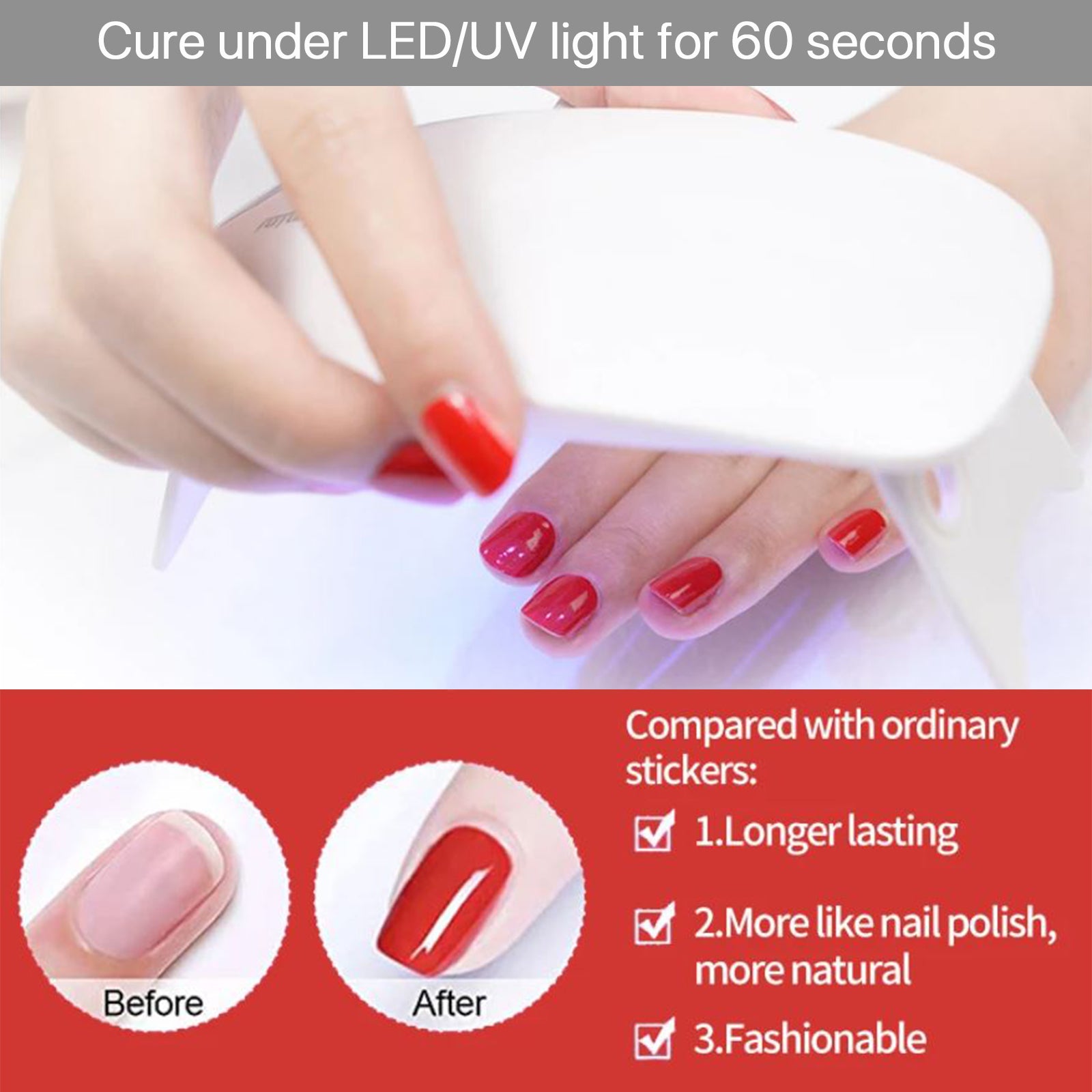 Beaute Gel Nail Stickers, 22 Pcs Semi Cured Gel Nail Strips, Soft Self-Adhesive Full Gel Nail Wraps, UV Lamp Cured Nail Art Manicure Tool (Clear)