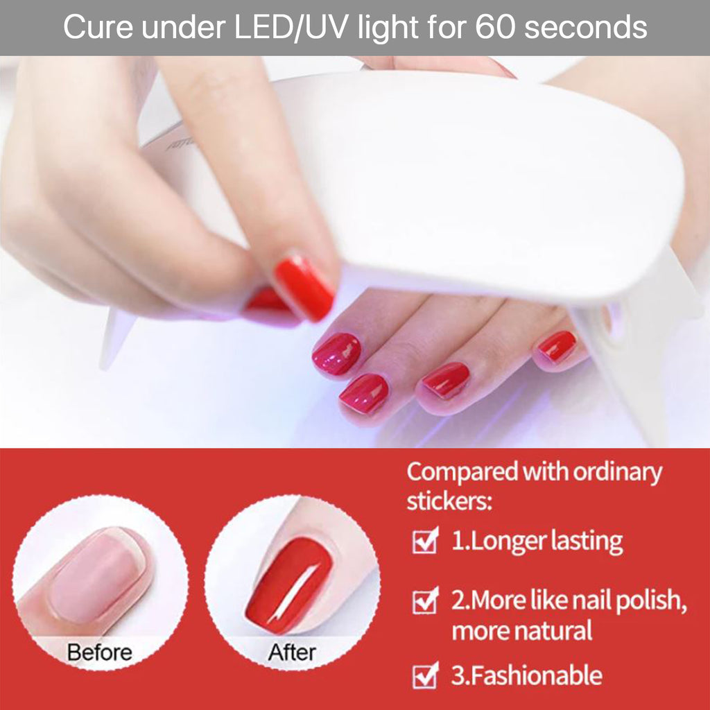 Beaute Gel Nail Stickers, 22 Pcs Semi Cured Gel Nail Strips, Soft Self-Adhesive Full Gel Nail Wraps, UV Lamp Cured Nail Art Manicure Tool (Black Glitter)